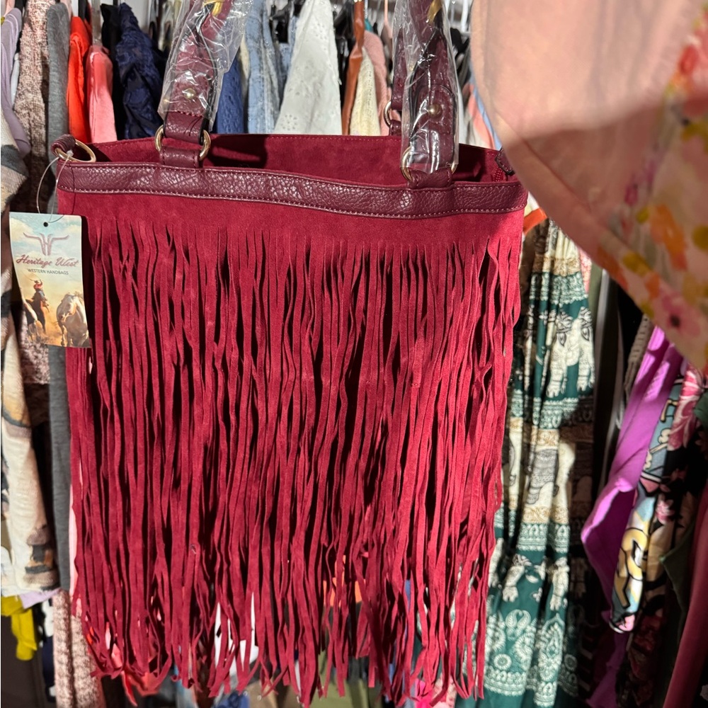 Heritage West Boho Fringe shoulder or crossbody. Vegan leather